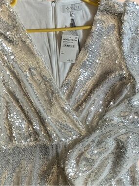 Wayf Silver Sequin Wrap Chemise